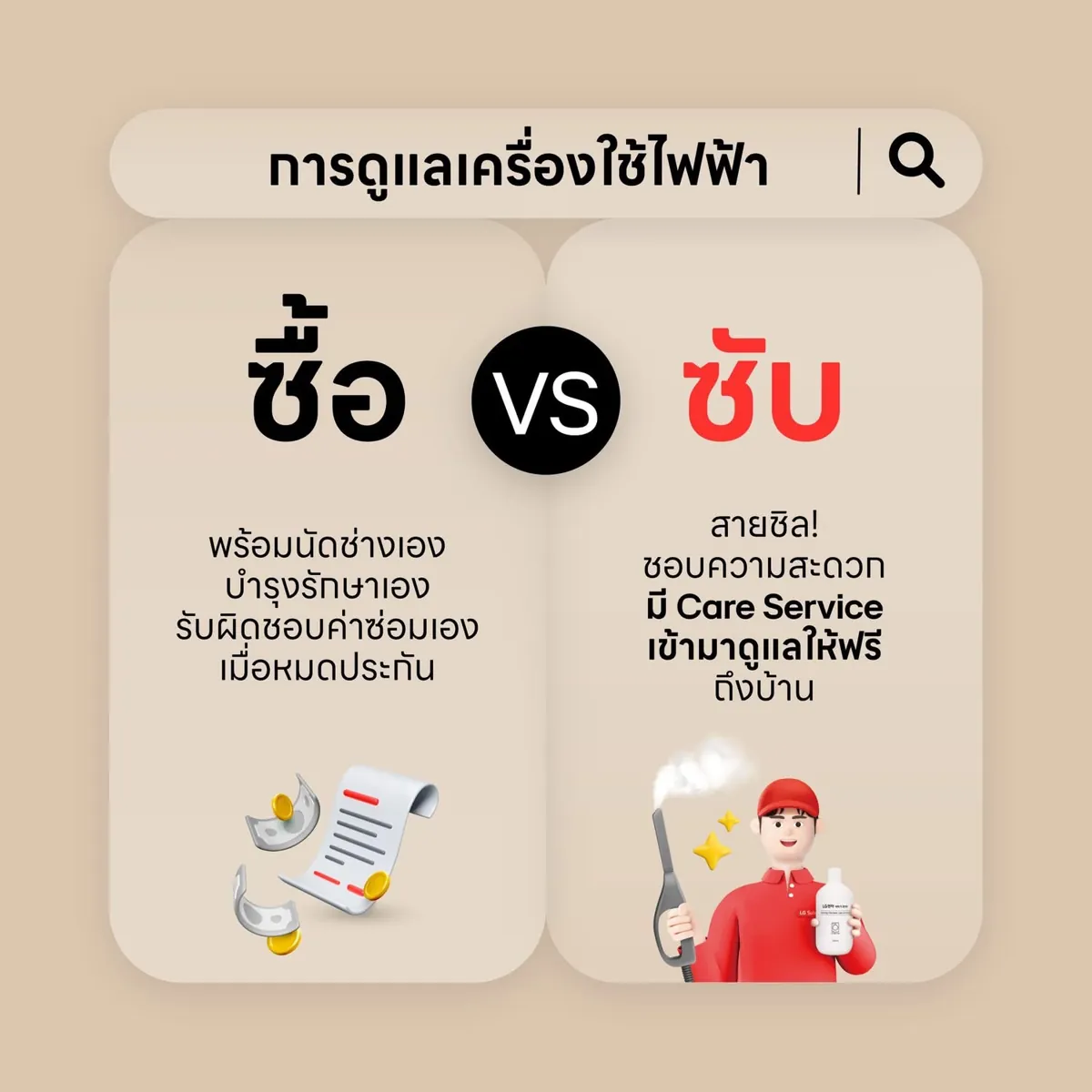 ซื้อ vs ซับ ด้านการดูแลเครื่องใช้ไฟฟ้า