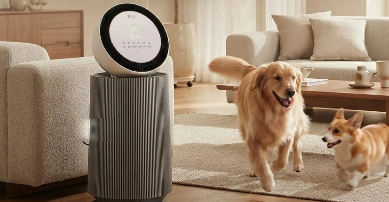 ห้องนั่งเล่นคนรักสัตว์ ตกแต่งด้วยเครื่องใช้ไฟฟ้า LG