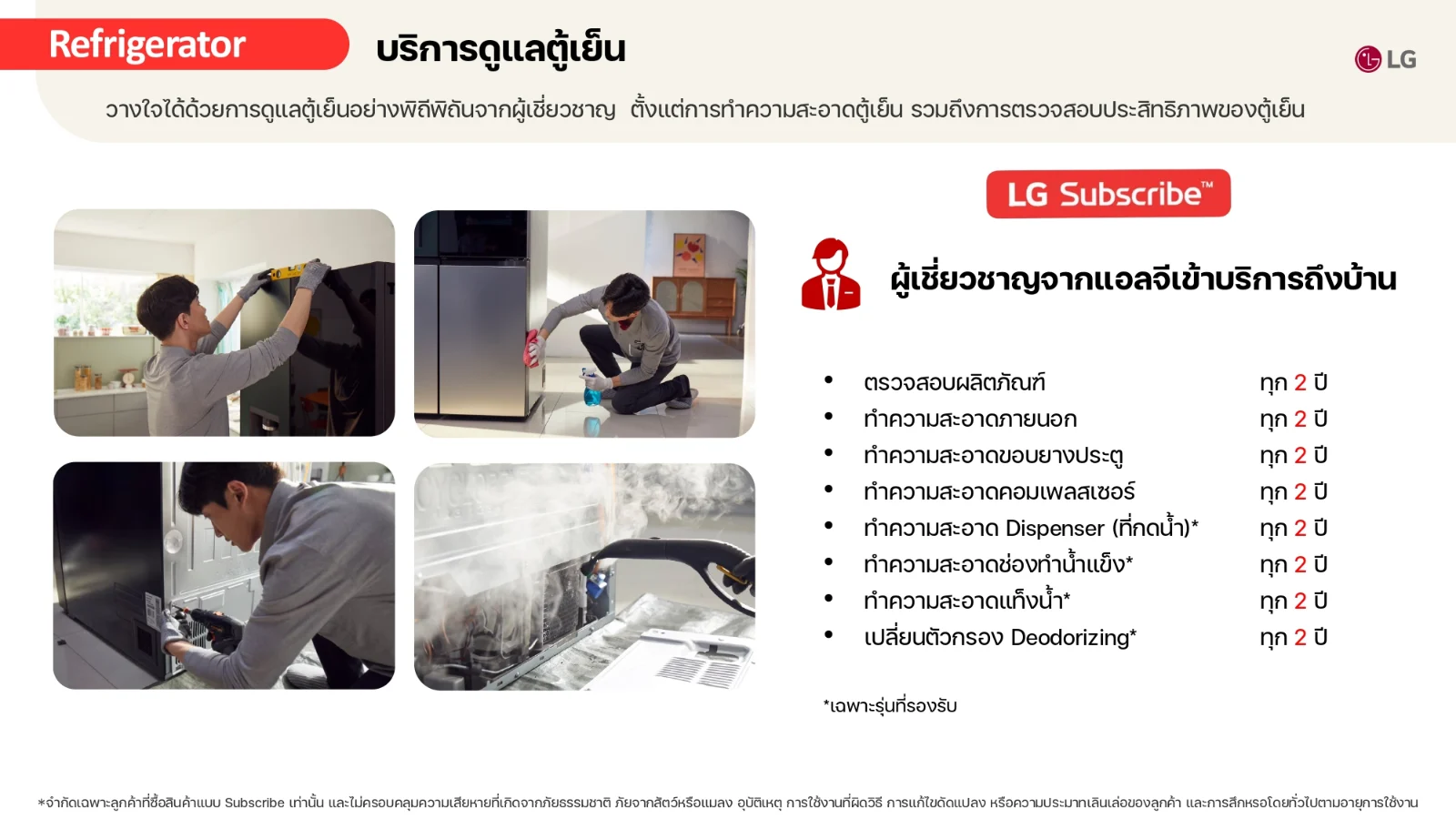 รอบบริการและสิ่งที่ได้รับตลอดสัญญาของ ตู้เย็น Instaview Side by Side 22.4 คิว GC-X257CMEW Smart Inverter Compressor™